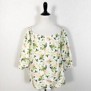 Never A Wallflower NWT Women’s Floral Print Button Back Off The Shoulder Top L